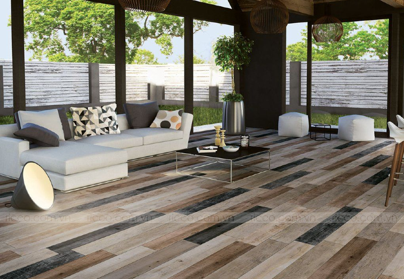 gạch vân gỗ nhiều màu sắc