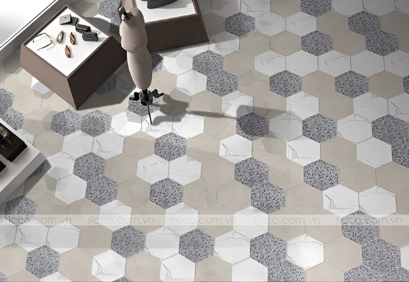 kiểu lát tự do thích hợp với mẫu gạch bông