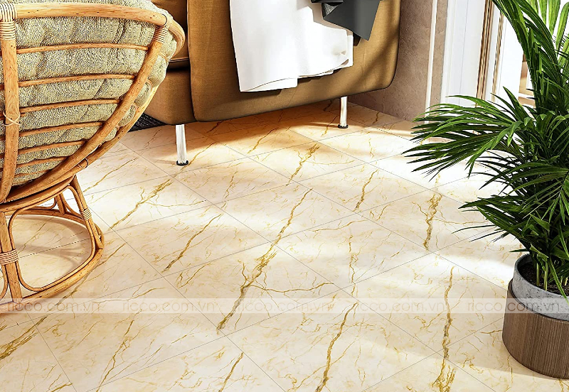 gạch màu vàng kem vân đá